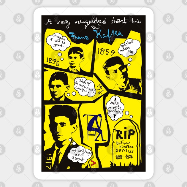 Franz Kafka's Comic Bio Sticker by Exile Kings 